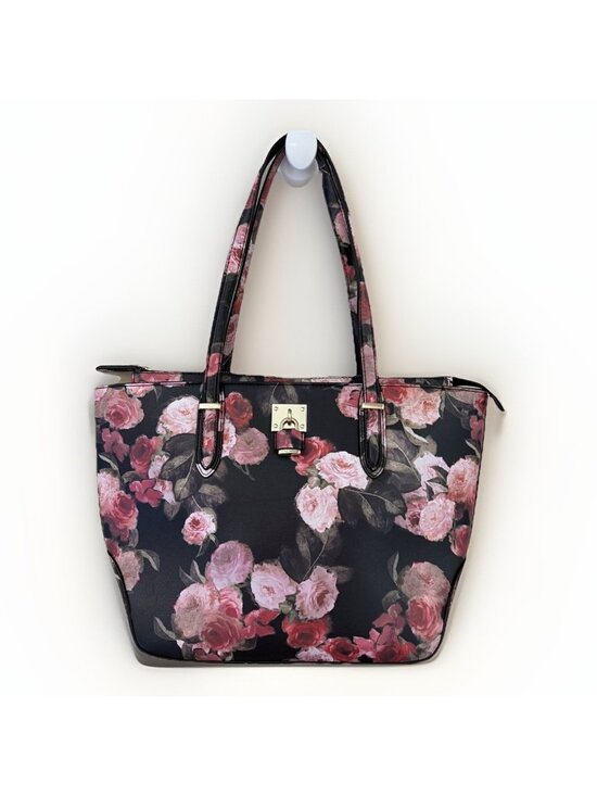 Nine West Handbags - VTG Nine West Large Floral Tote Reana Floral Cabbage Rose Coated Canvas Lock